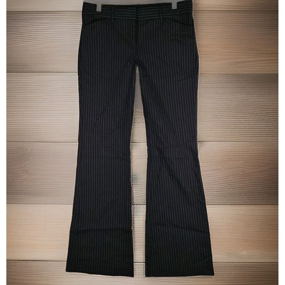 Y2K Express Design Studio Editor Pants Womens 6 Black Pinstripe Flare Trouser